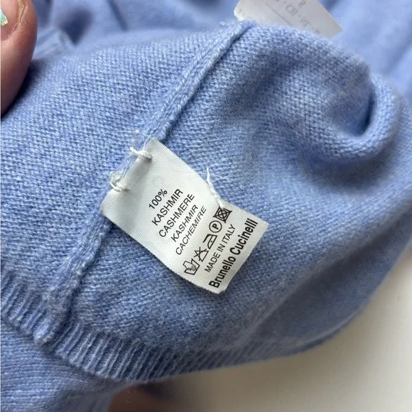 Brunello Cucinelli Cashmere women's blue faux wrap sweater sz S
